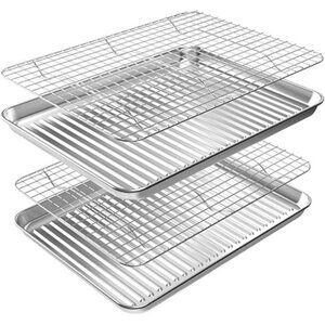 Baking Sheet with Rack Set (2 Pans + 2 Racks), Stainless Steel Cookie Sheet